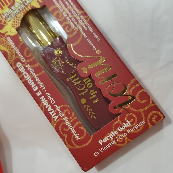 2pack vitamin E enriched hydrating sheer red and purple gold tinted lip oils new - Picture 4 of 10